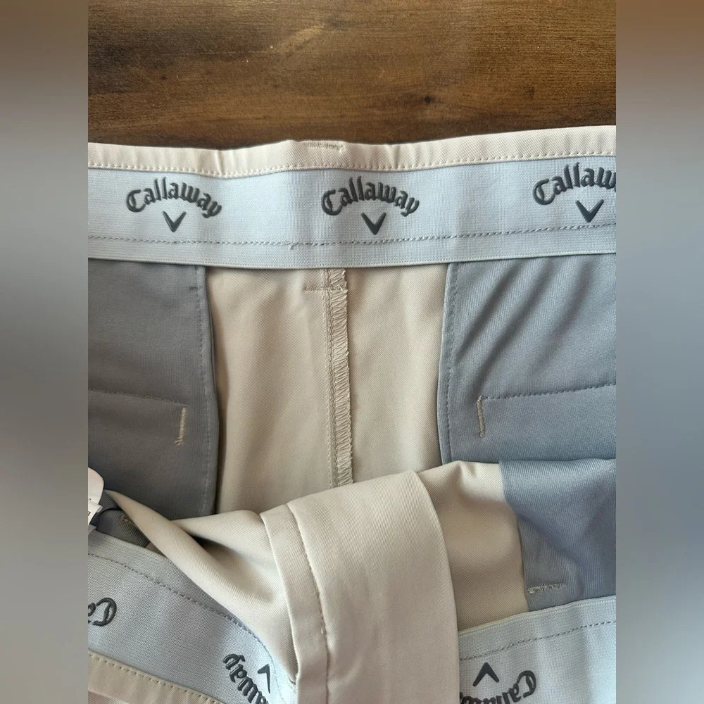 Callaway Golf Performance Shorts Beige Stretch Flat Front Athletic Fit 38T